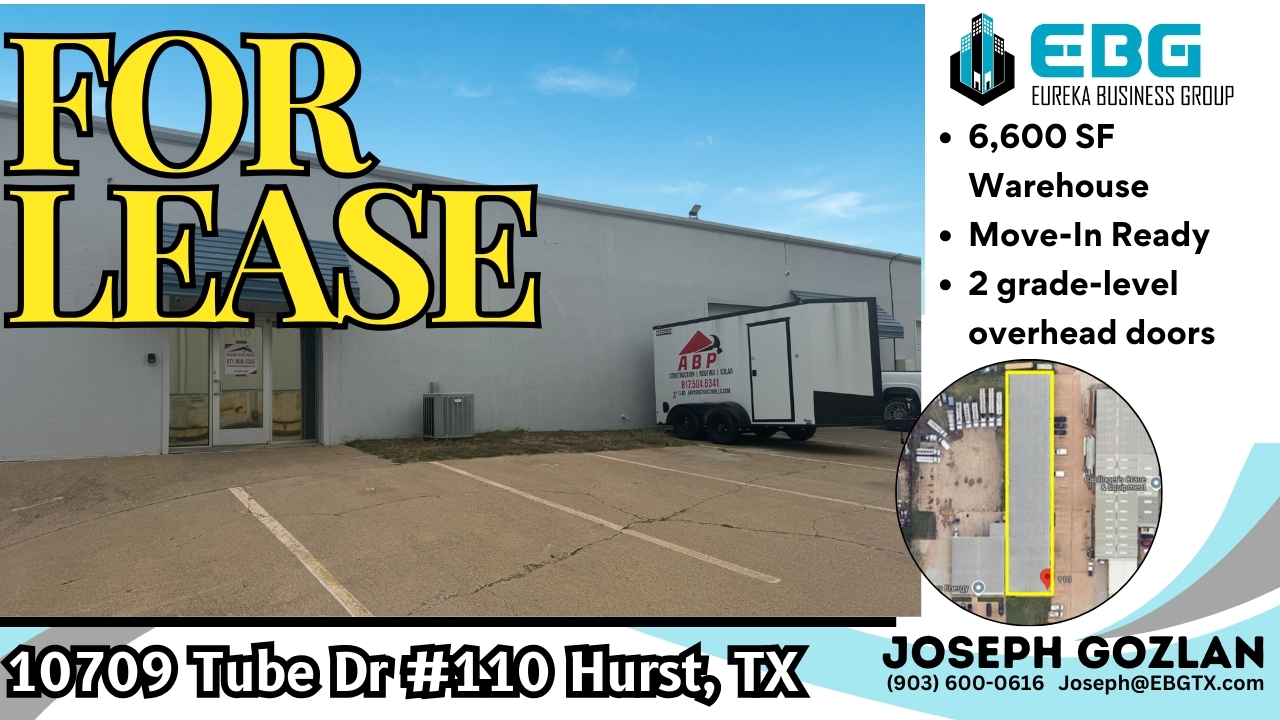 WAREHOUSE FOR LEASE: 10709 Tube Dr #110 Hurst, TX